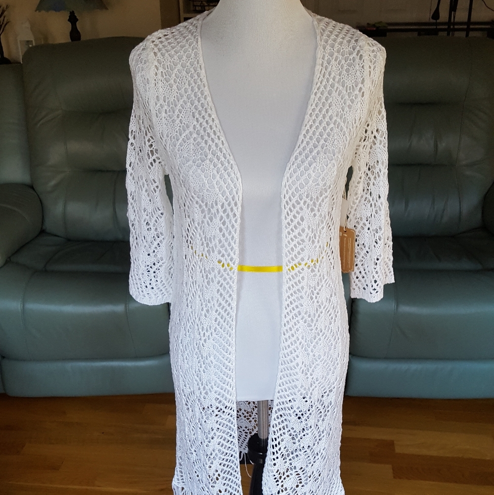 NWT Green Dragon Cotton Crochet Beach Cardigan XS